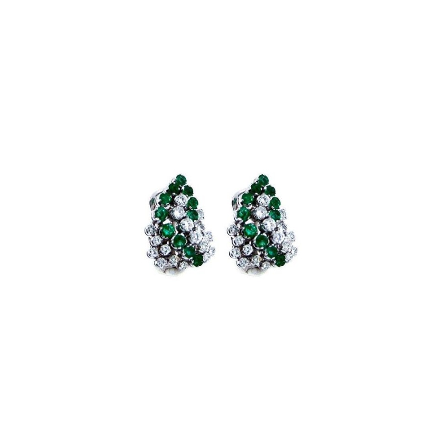 Vintage Jewelry S.Vaggi | Vintage Gold Earrings With Emeralds