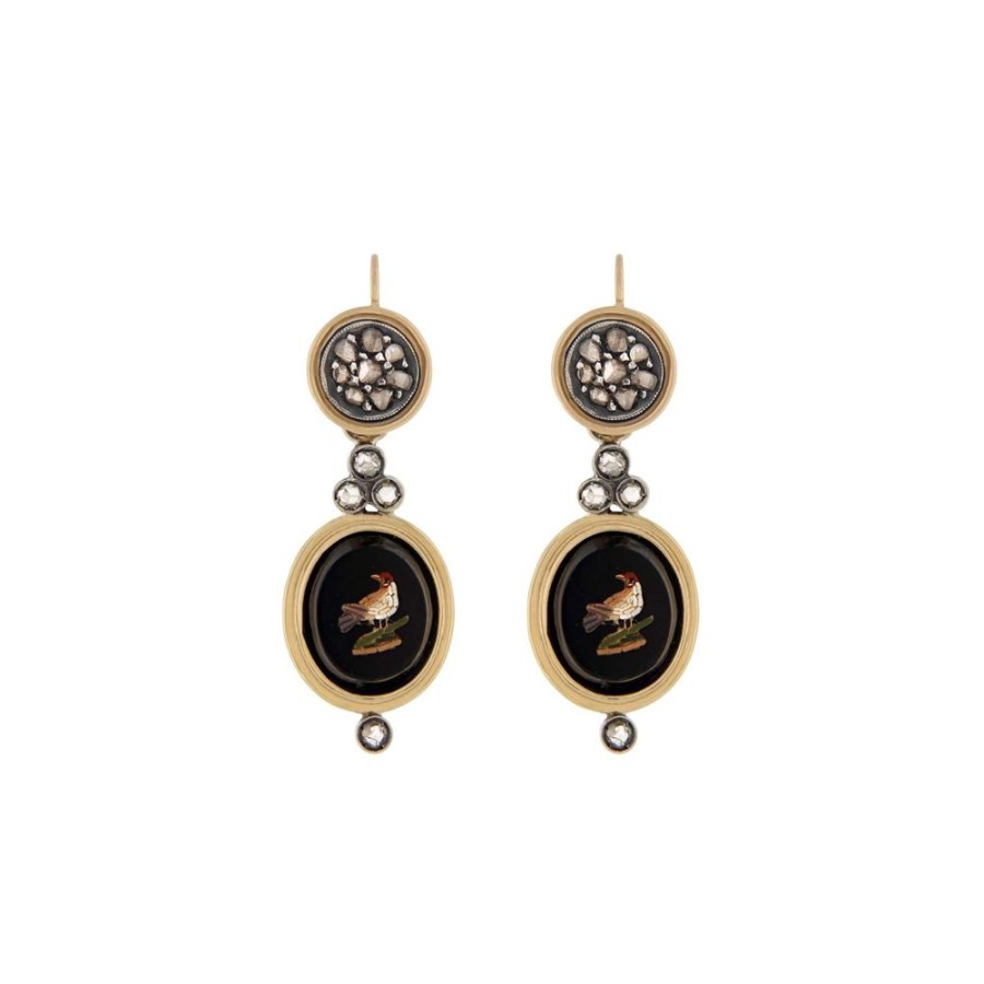 Vintage Jewelry S.Vaggi | Vintage Gold Earrings With Diamonds