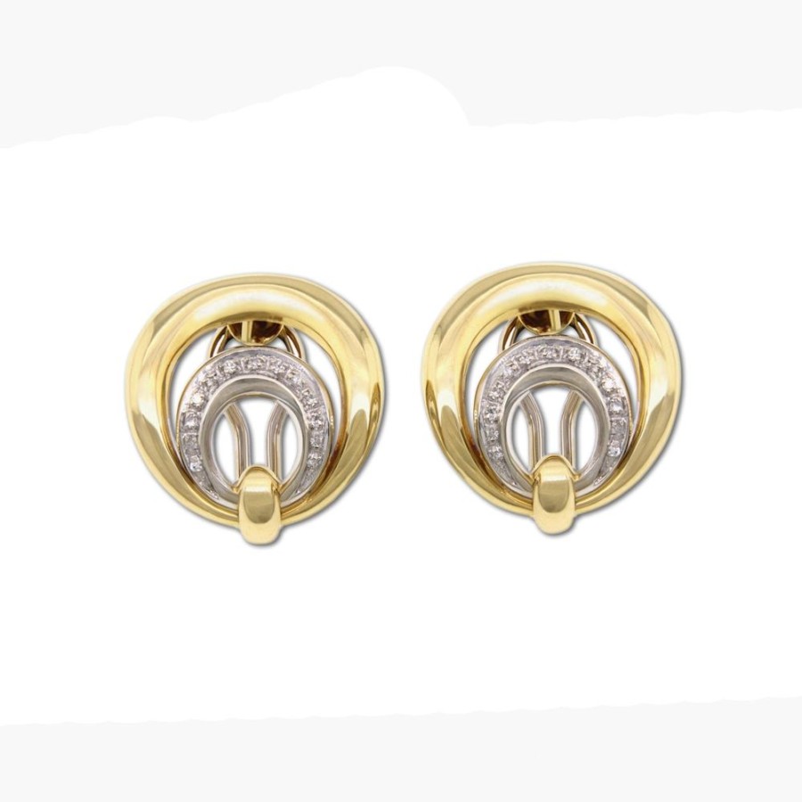 Vintage Jewelry S.Vaggi | Vintage Gold Earrings With Diamonds