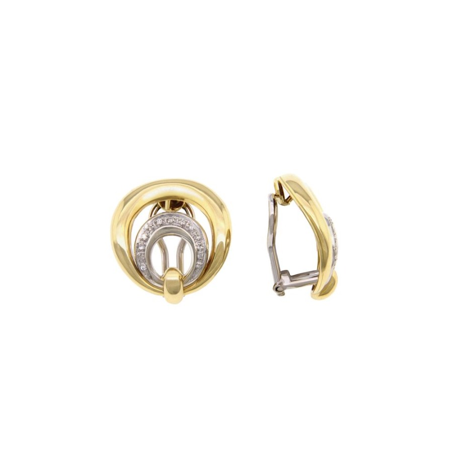 Vintage Jewelry S.Vaggi | Vintage Gold Earrings With Diamonds