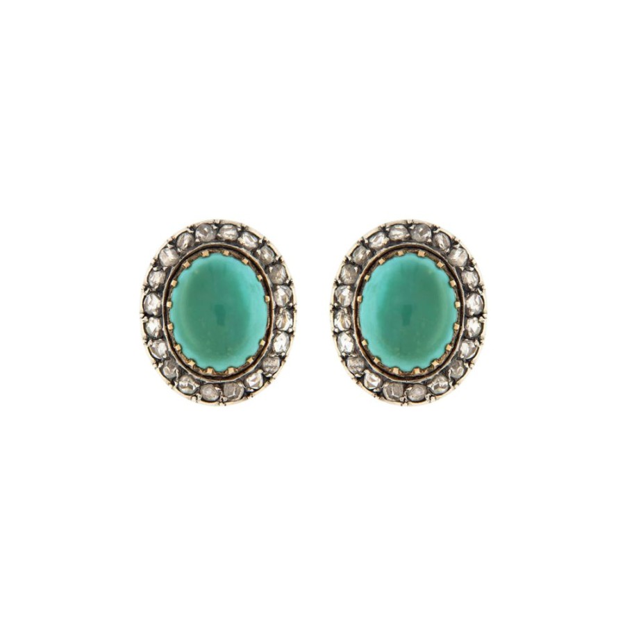 Vintage Jewelry S.Vaggi | Vintage Gold Earrings With Turquoise