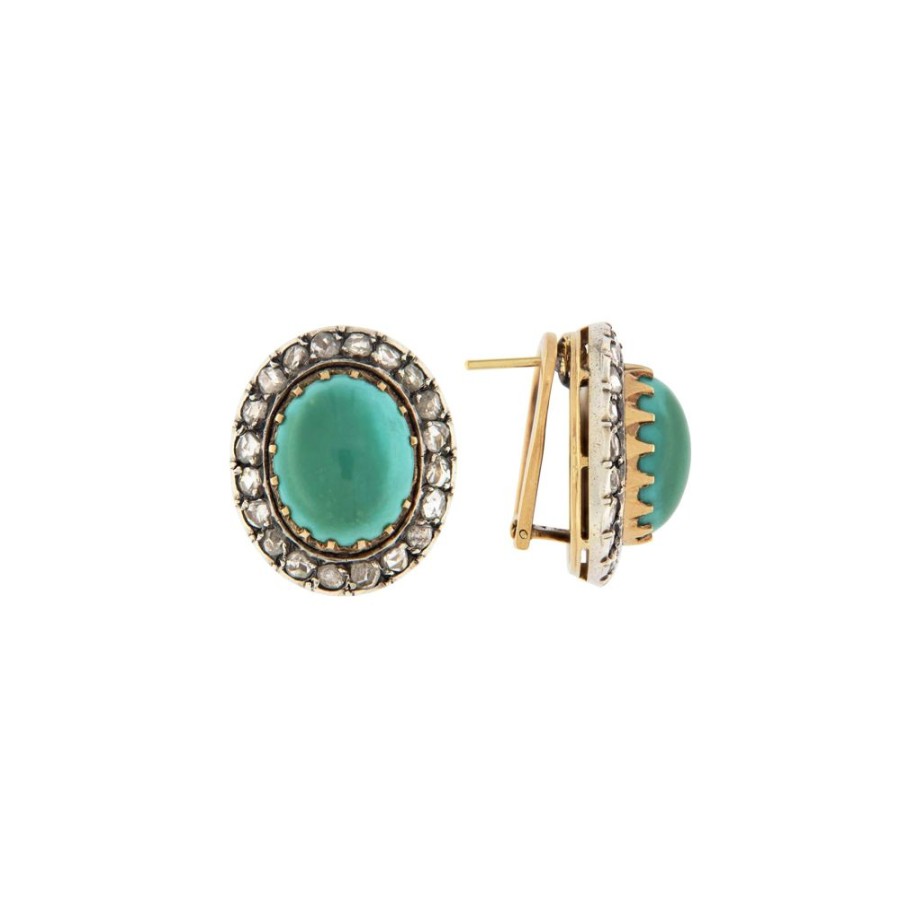 Vintage Jewelry S.Vaggi | Vintage Gold Earrings With Turquoise