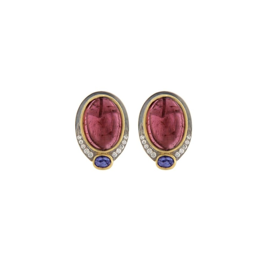 Vintage Jewelry S.Vaggi | Vintage Gold Earrings With Stones