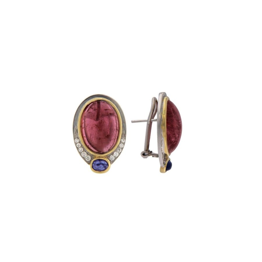 Vintage Jewelry S.Vaggi | Vintage Gold Earrings With Stones