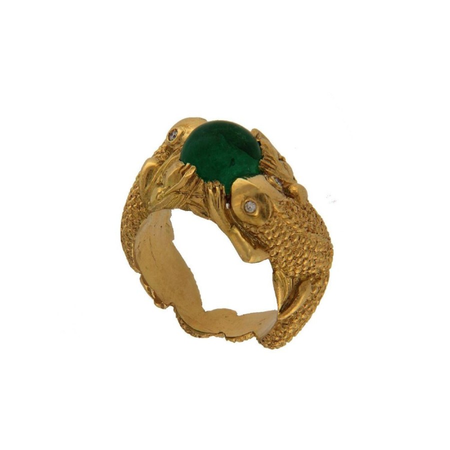 Vintage Jewelry S.Vaggi | Vintage Gold Ring With Emerald