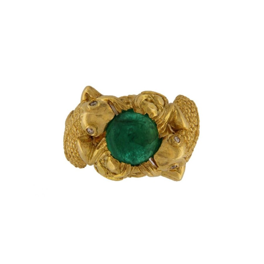 Vintage Jewelry S.Vaggi | Vintage Gold Ring With Emerald