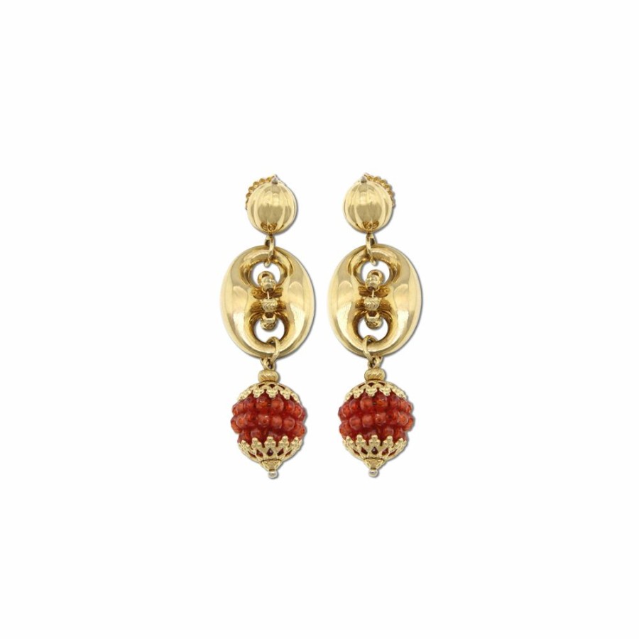 Vintage Jewelry S.Vaggi | Vintage Gold Earrings With Stones