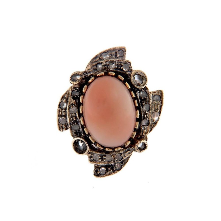 Vintage Jewelry S.Vaggi | Vintage Gold Ring With Coral