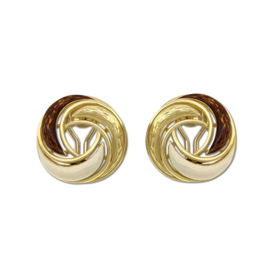 Vintage Jewelry S.Vaggi | Vintage Gold Earrings With Enamel