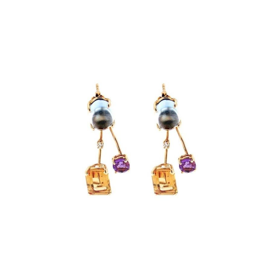 Modern Jewelry S.Vaggi | Gold Earrings With Stones