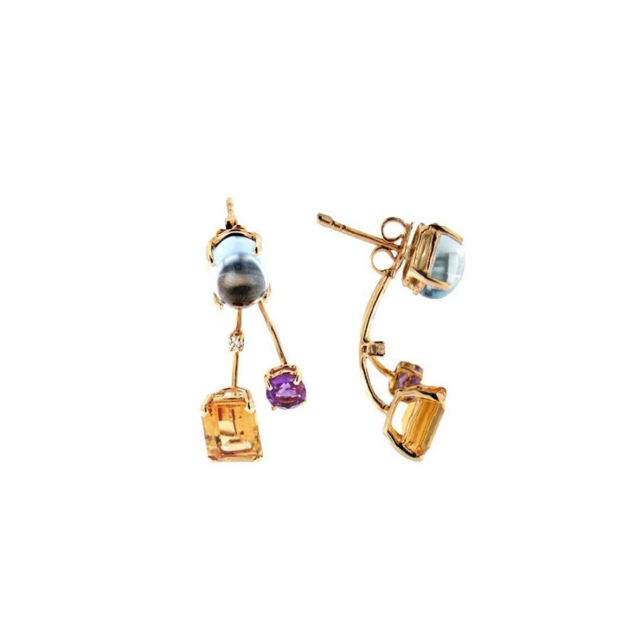 Modern Jewelry S.Vaggi | Gold Earrings With Stones