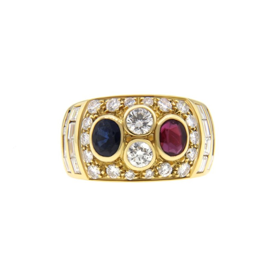 Vintage Jewelry S.Vaggi | Vintage Gold Ring With Stones