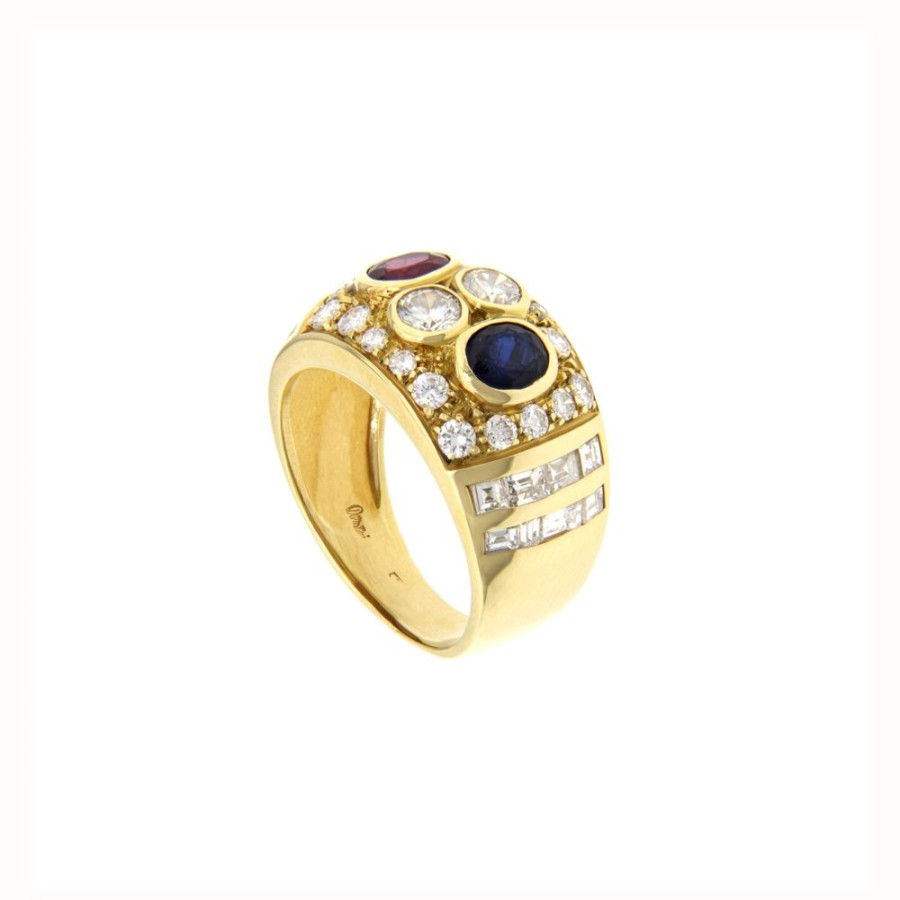 Vintage Jewelry S.Vaggi | Vintage Gold Ring With Stones