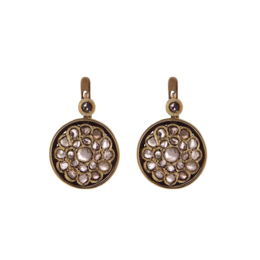 Vintage Jewelry S.Vaggi | Vintage Gold Earrings With Diamonds