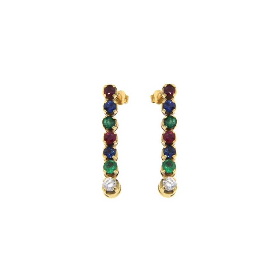 Vintage Jewelry S.Vaggi | Vintage Gold Earrings With Stones