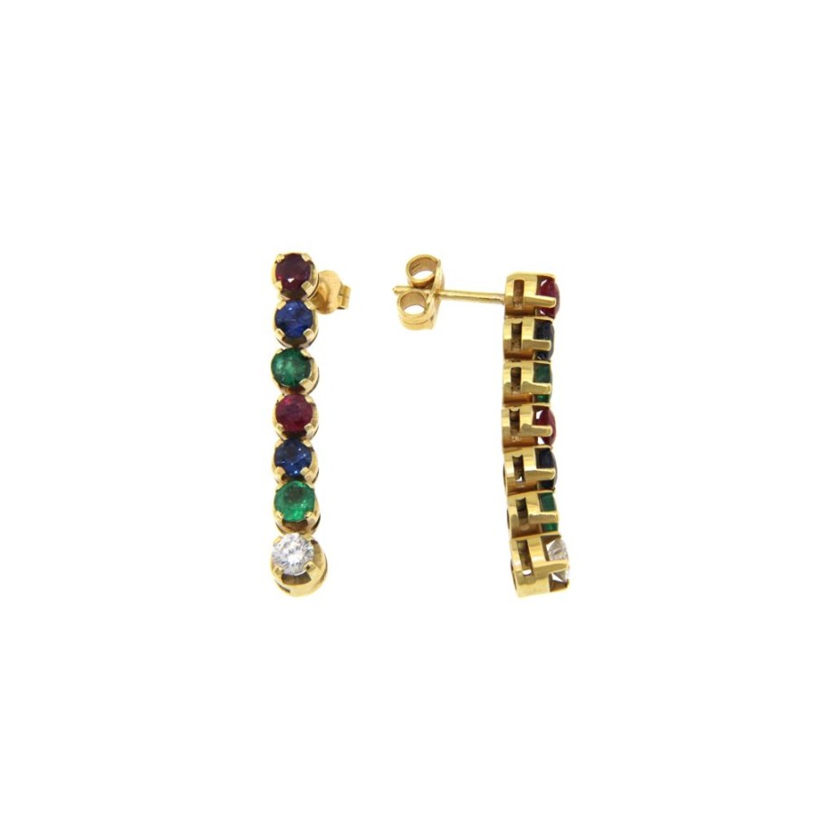 Vintage Jewelry S.Vaggi | Vintage Gold Earrings With Stones