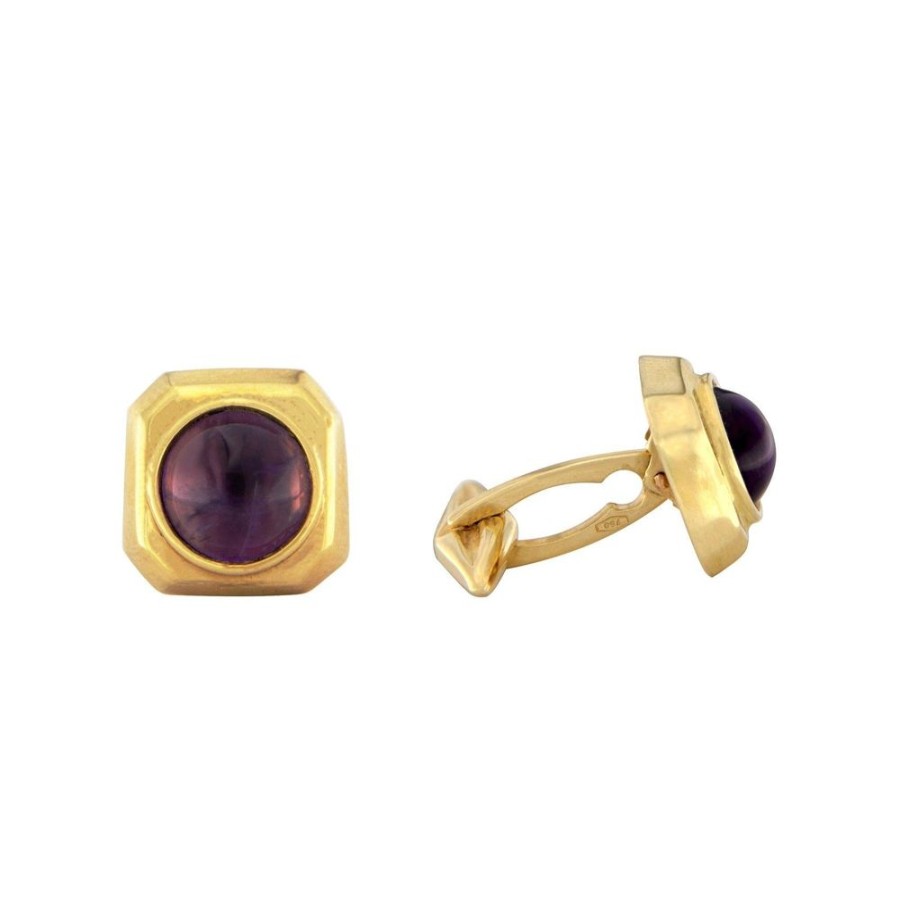 Men'S Jewelry S.Vaggi | Gold Cufflinks With Amethyst