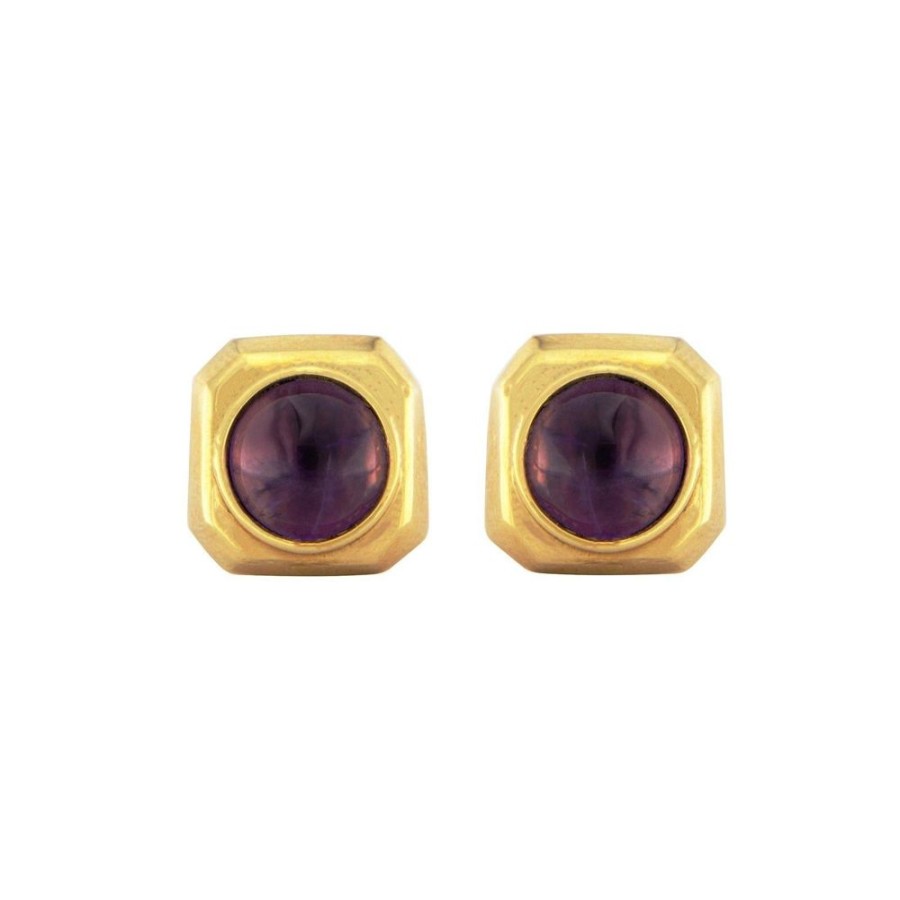 Men'S Jewelry S.Vaggi | Gold Cufflinks With Amethyst