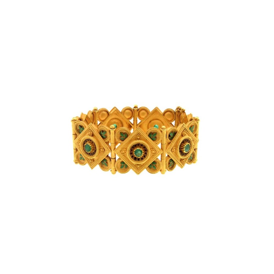 Vintage Jewelry S.Vaggi | Vintage Gold Bracelet With Emeralds