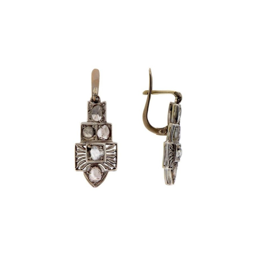 Vintage Jewelry S.Vaggi | Vintage Gold Earrings With Diamonds