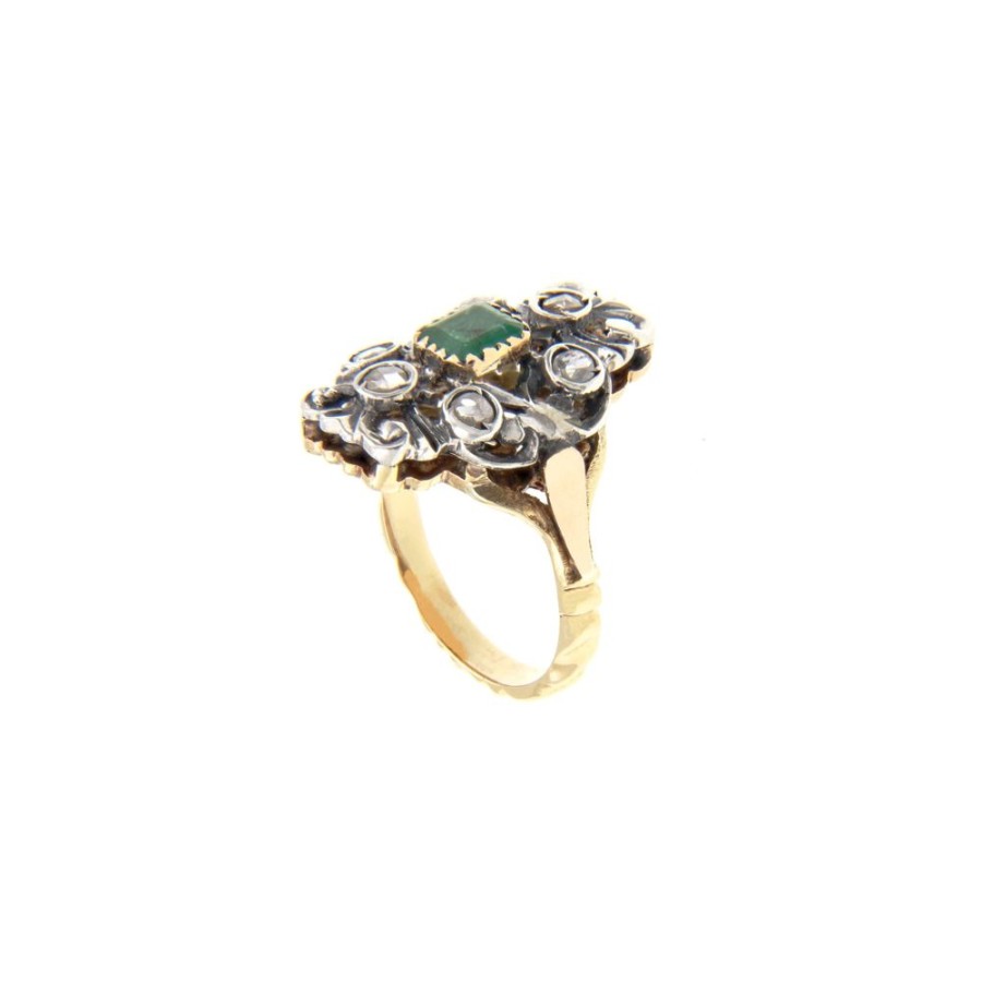 Vintage Jewelry S.Vaggi | Vintage Gold Ring With Emerald