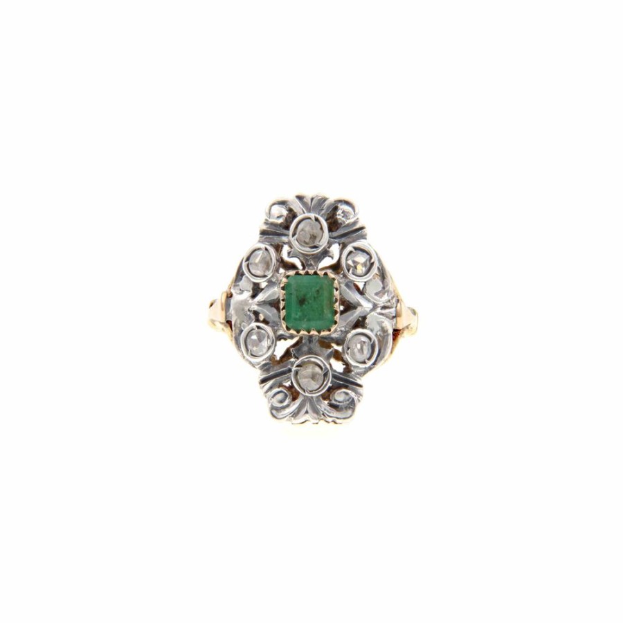 Vintage Jewelry S.Vaggi | Vintage Gold Ring With Emerald