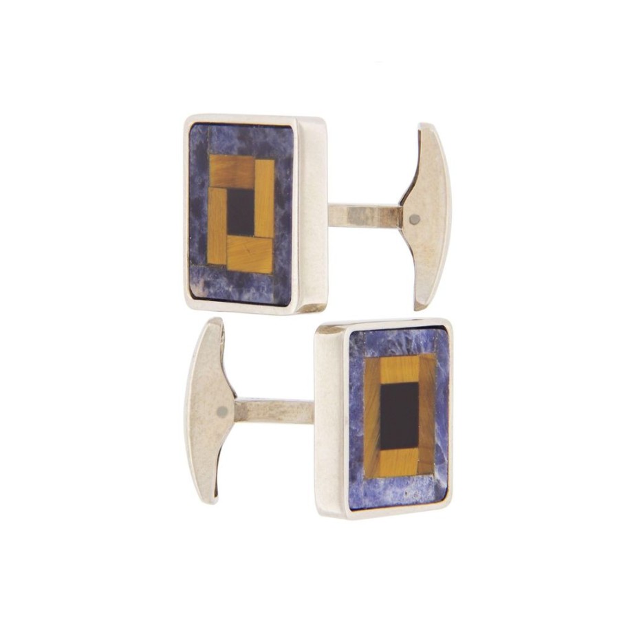 Men'S Jewelry S.Vaggi | Silver Cufflinks With Stones